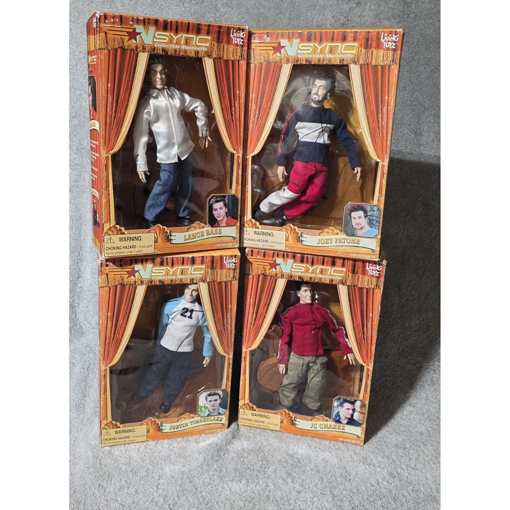 NSYNC Living Toyz Marionette Lot 4 Justin Joey Lance JC Open Box